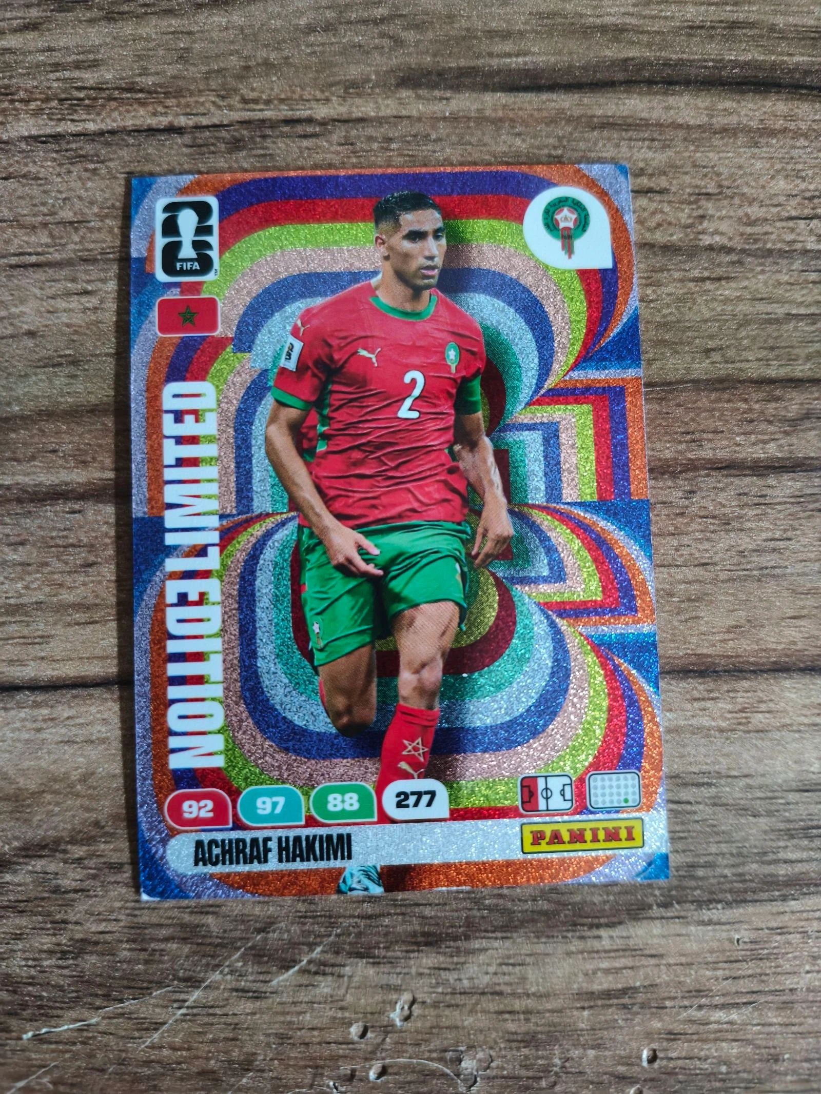 Carte de foot panini CDM hakimi édition limitée 